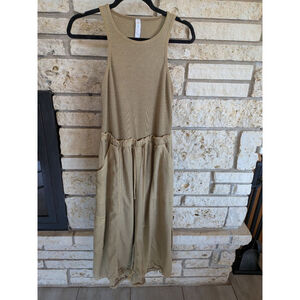 Women's Daily Practice Tan Ribbed Cargo Maxi Dress S